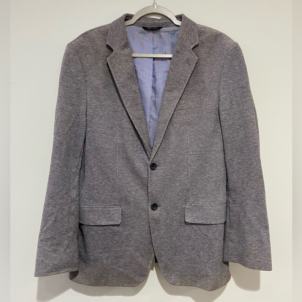 Banana Republic Knit Blazer Suit Jacket Grey Tailored Slim Fit 42R